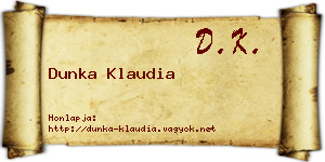 Dunka Klaudia névjegykártya